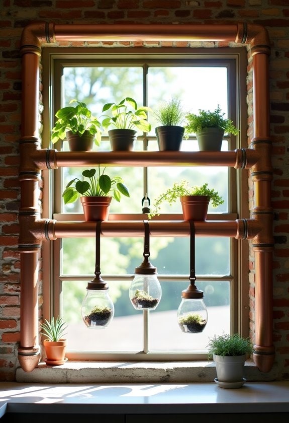 hanging metal pipe shelves