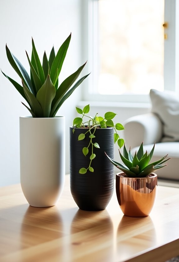 minimalist plant arrangement trio