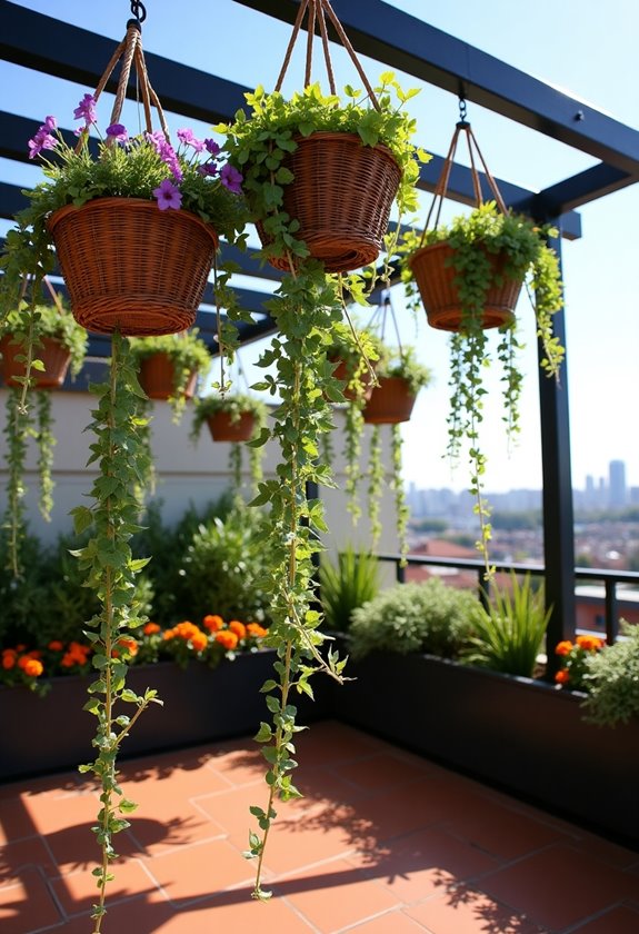 suspended floral arrangements cluster