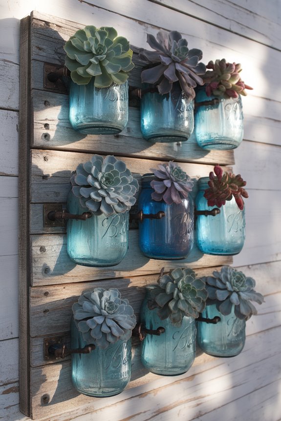 vertical mason jar gardens