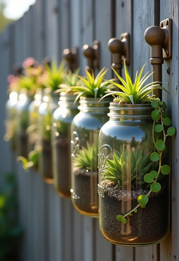 garden display on fence