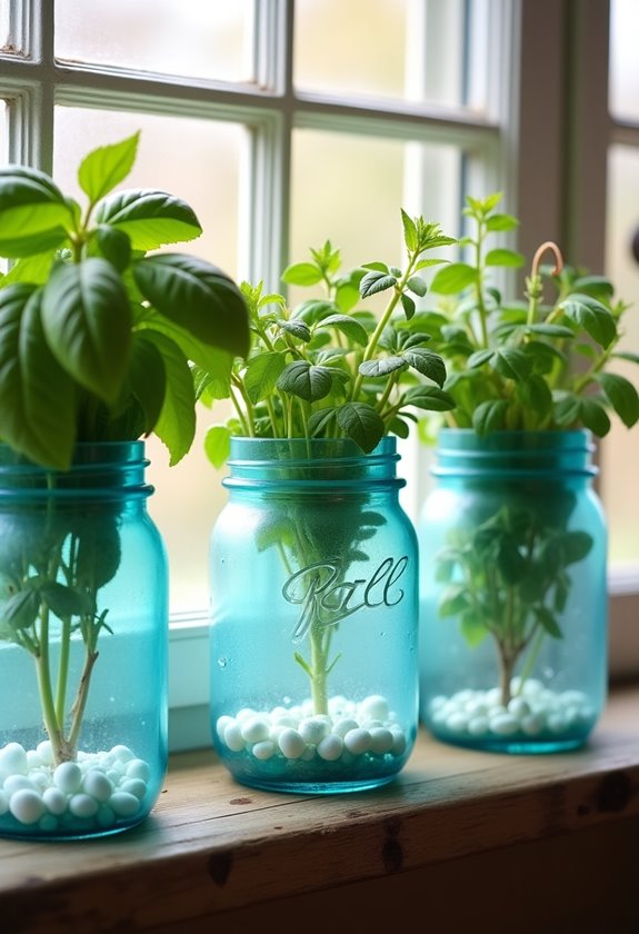herbs growing on windowsill
