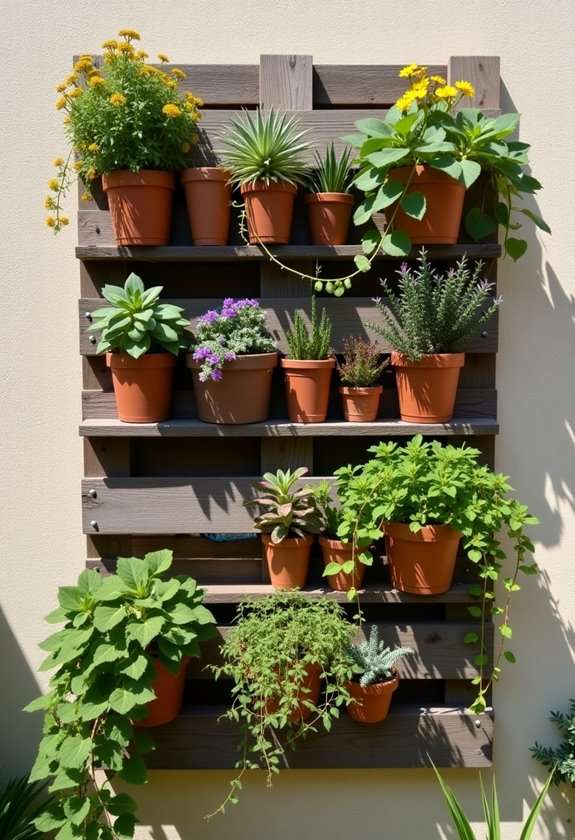 pallets converted into greenery