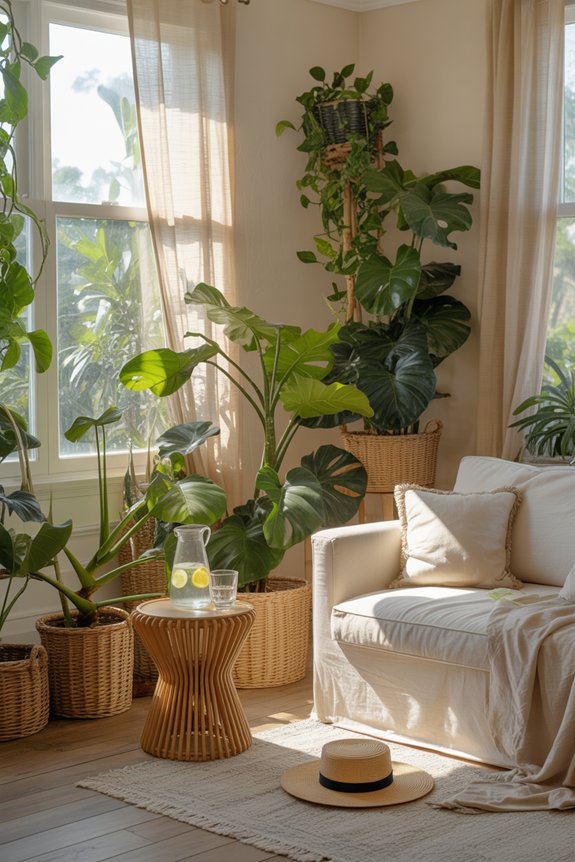 summer inspired indoor plant decor