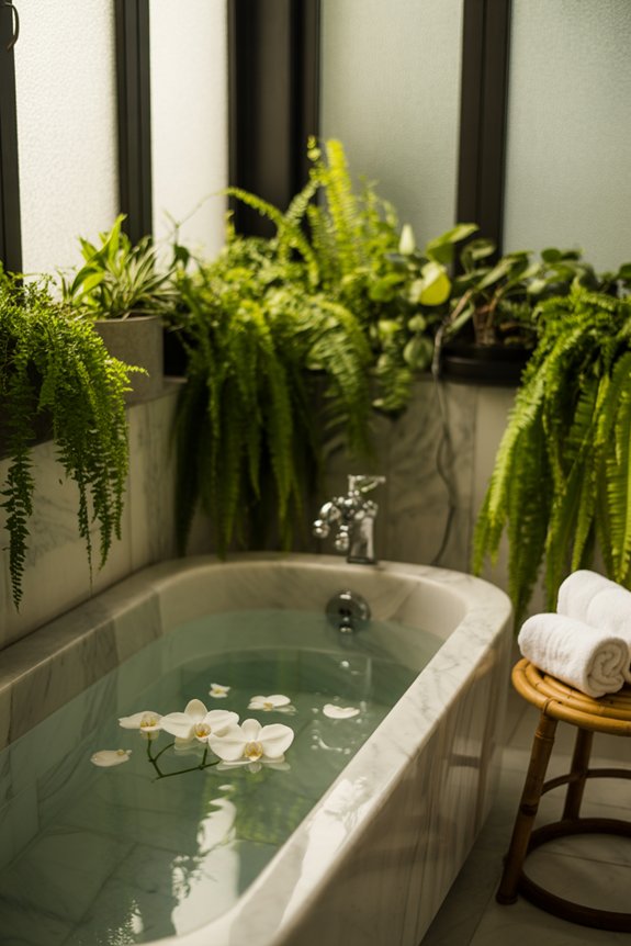 bathroom spa with lush greenery