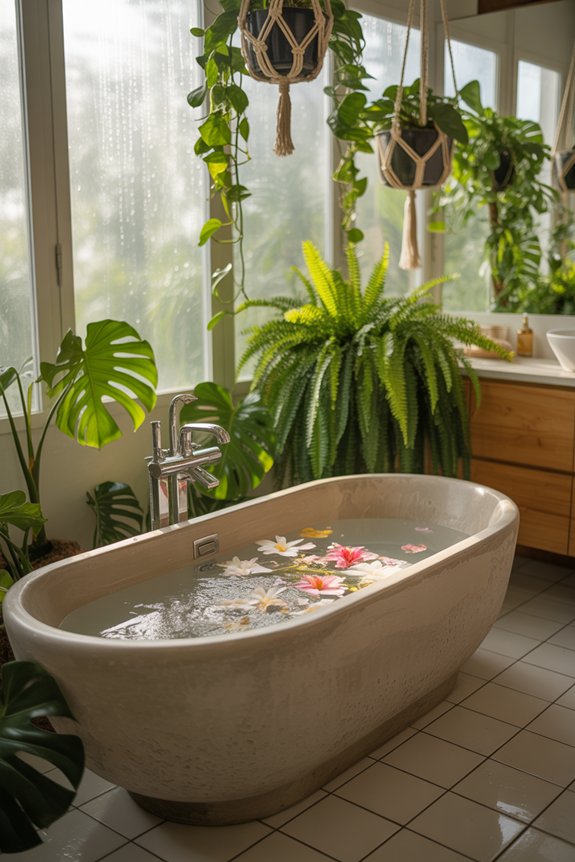 tropical bathroom plant oasis