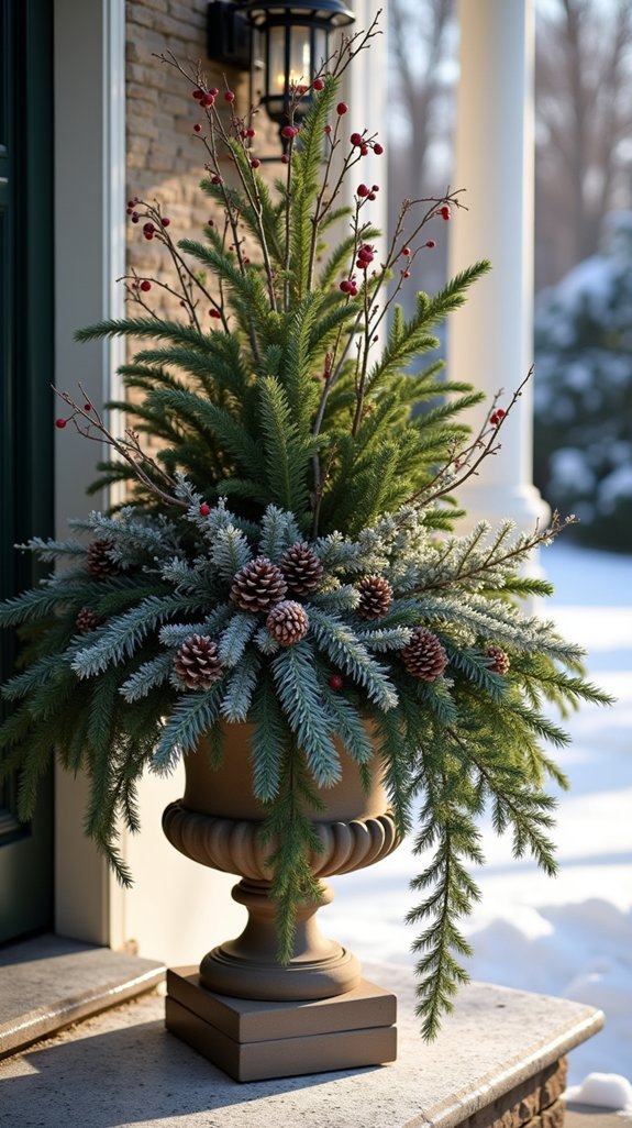 layered evergreen container design