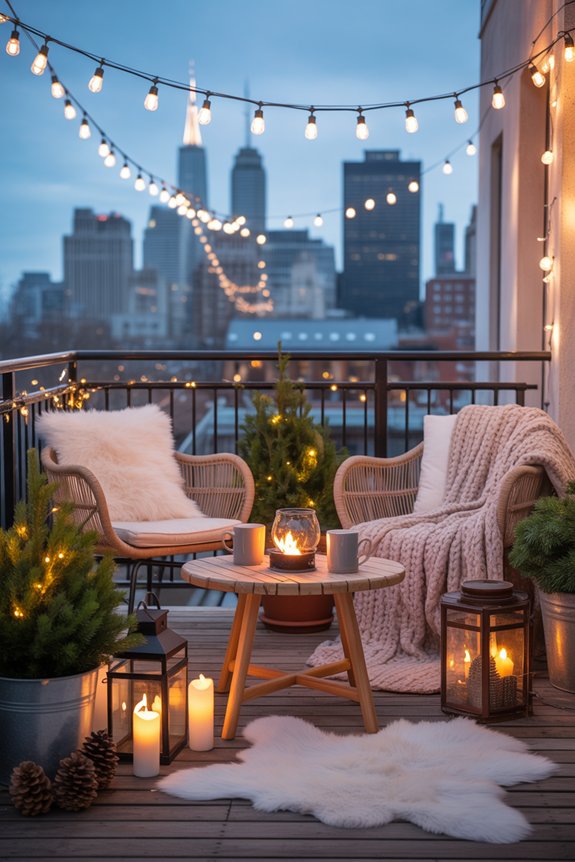 winter balcony cozy styling