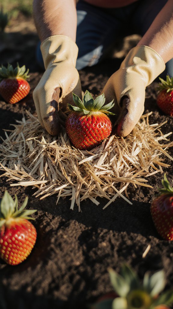 mulch protects dormant strawberry crowns