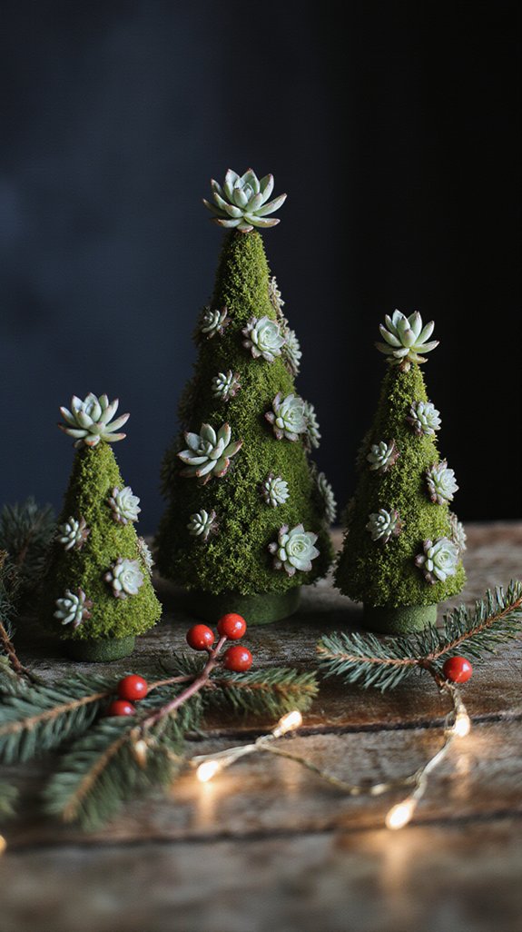 succulent moss holiday topiary