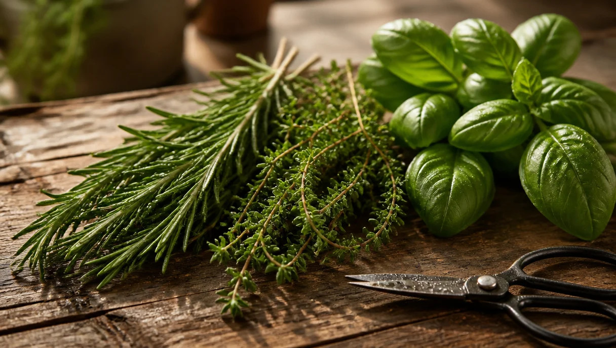 Pinterest-style title graphic for How to Dry and Preserve Fresh Herbs from a Small Balcony Garden.