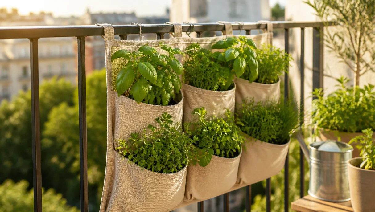 Pinterest-style title graphic for Balcony Vertical Garden Ideas for the Last Big Harvest Push.