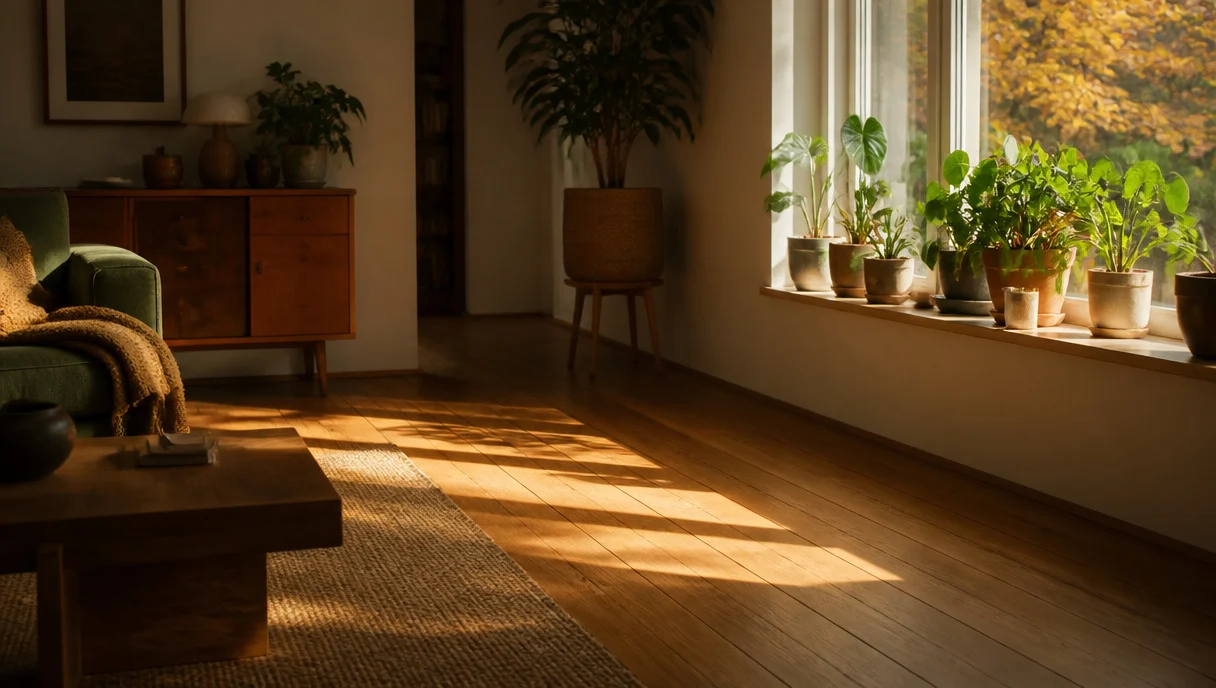 Pinterest-style title graphic for How to Rearrange Your Indoor Plants for Autumn Light Shifts.