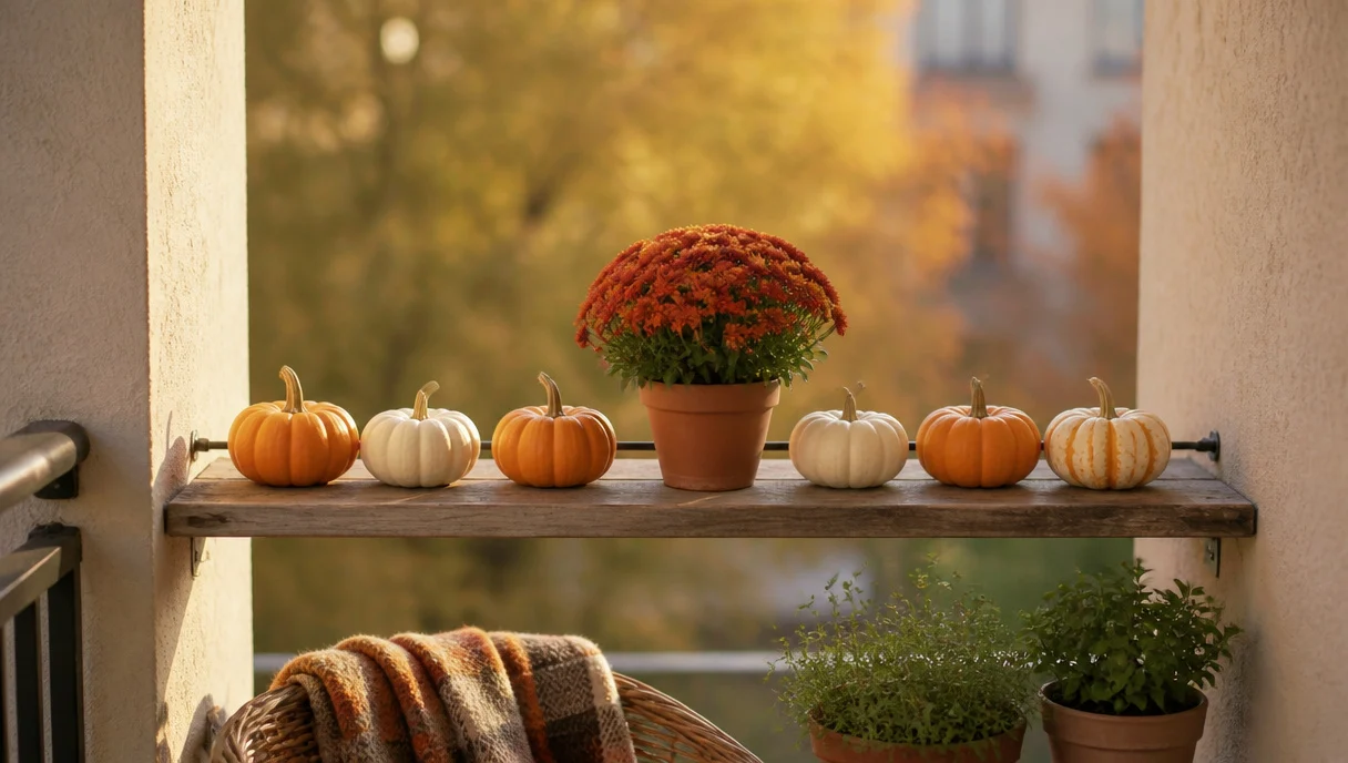 Pinterest-style title graphic for 10 Cozy Fall Vertical Garden Ideas Using Pumpkins & Mums.